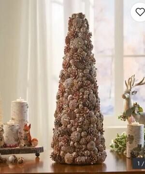 Christopher Knight Home Tabletop 26.5" Christmas Tree, Champagne + Glitter LARGE